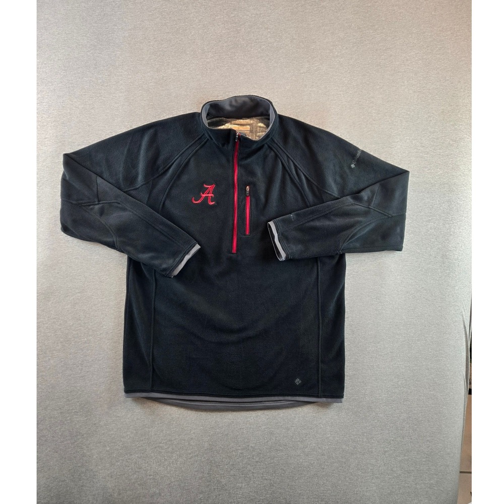 Columbia Fleece Pullover‎ Mens XL Black Alabama Crimson Tide Omni-Heat 1/4 Zip